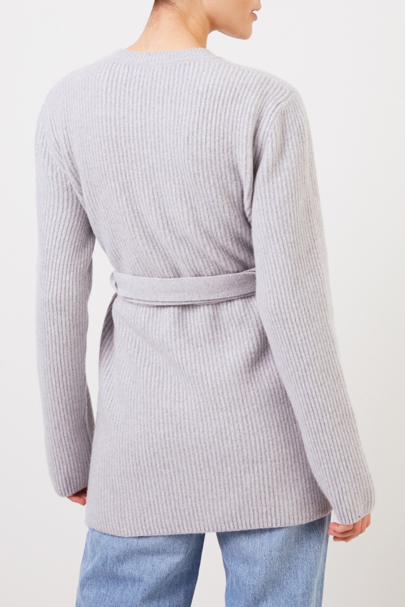 Brock Collection Woll-Cashmere-Cardigan mit Gürtel Grau