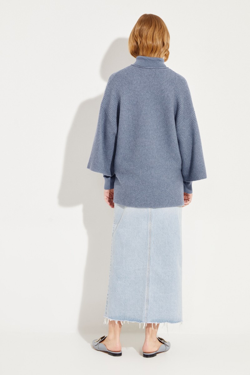 Oversize Woll-Cashmere-Pullover Blau