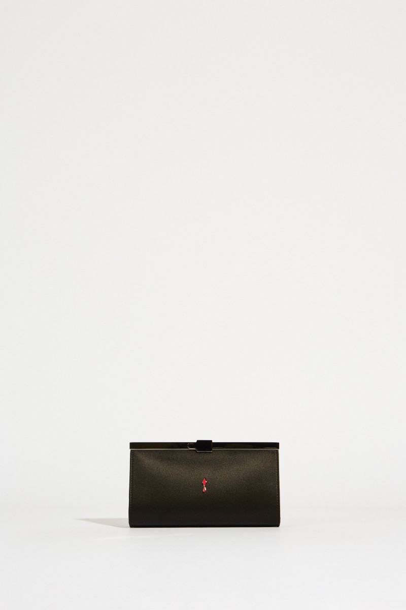 Satin-Clutch 'Palmette' Schwarz