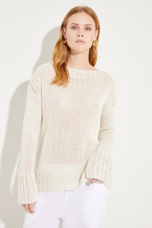 Handstrick-Cashmere-Pullover Crème