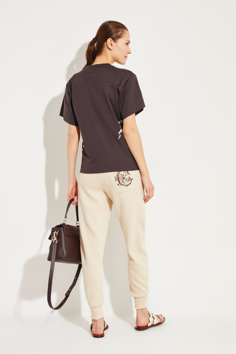 T-Shirt mit Pferde-Aufdruck Braun