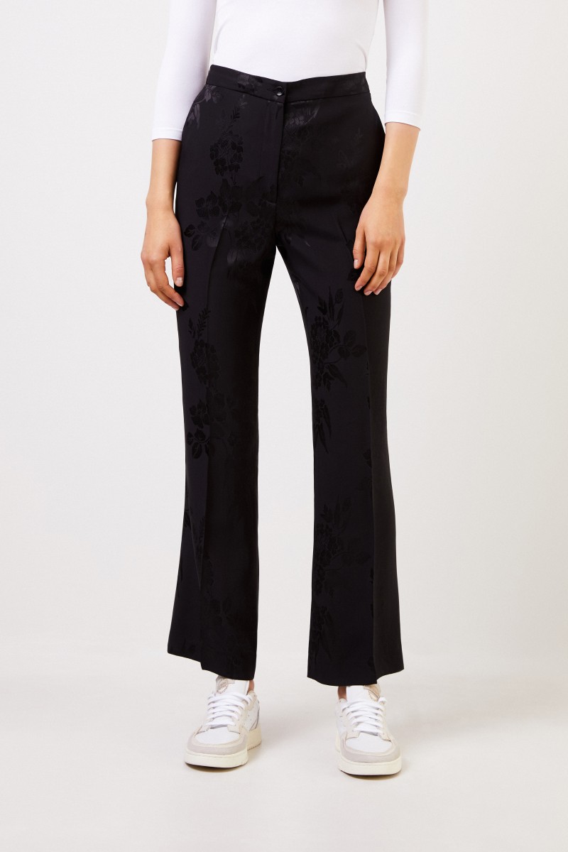Etro Seidenhose mit floralem Muster Schwarz