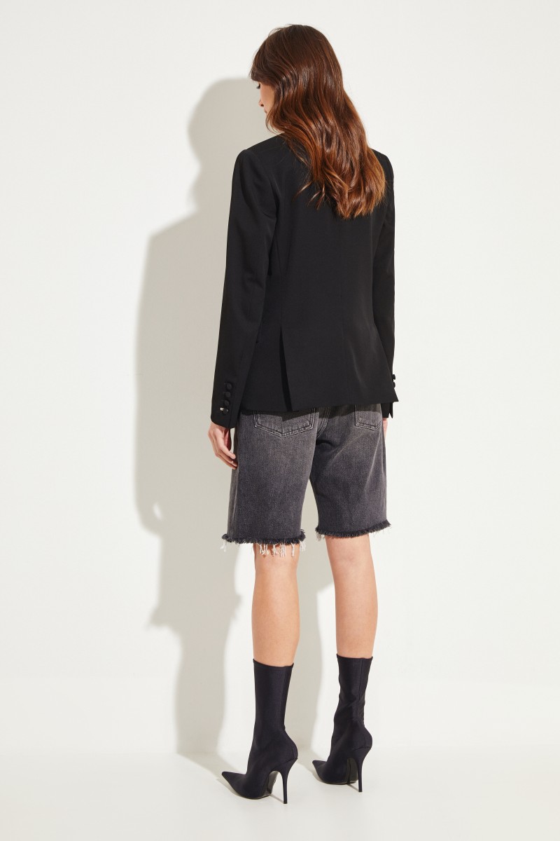 Taillierter Woll-Blazer Schwarz