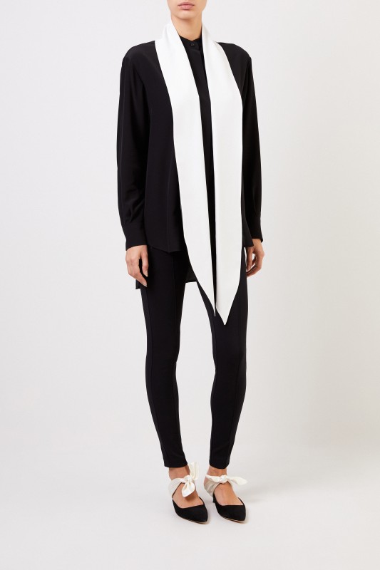 Givenchy Seidenbluse mit Schluppendetail Schwarz/Weiß