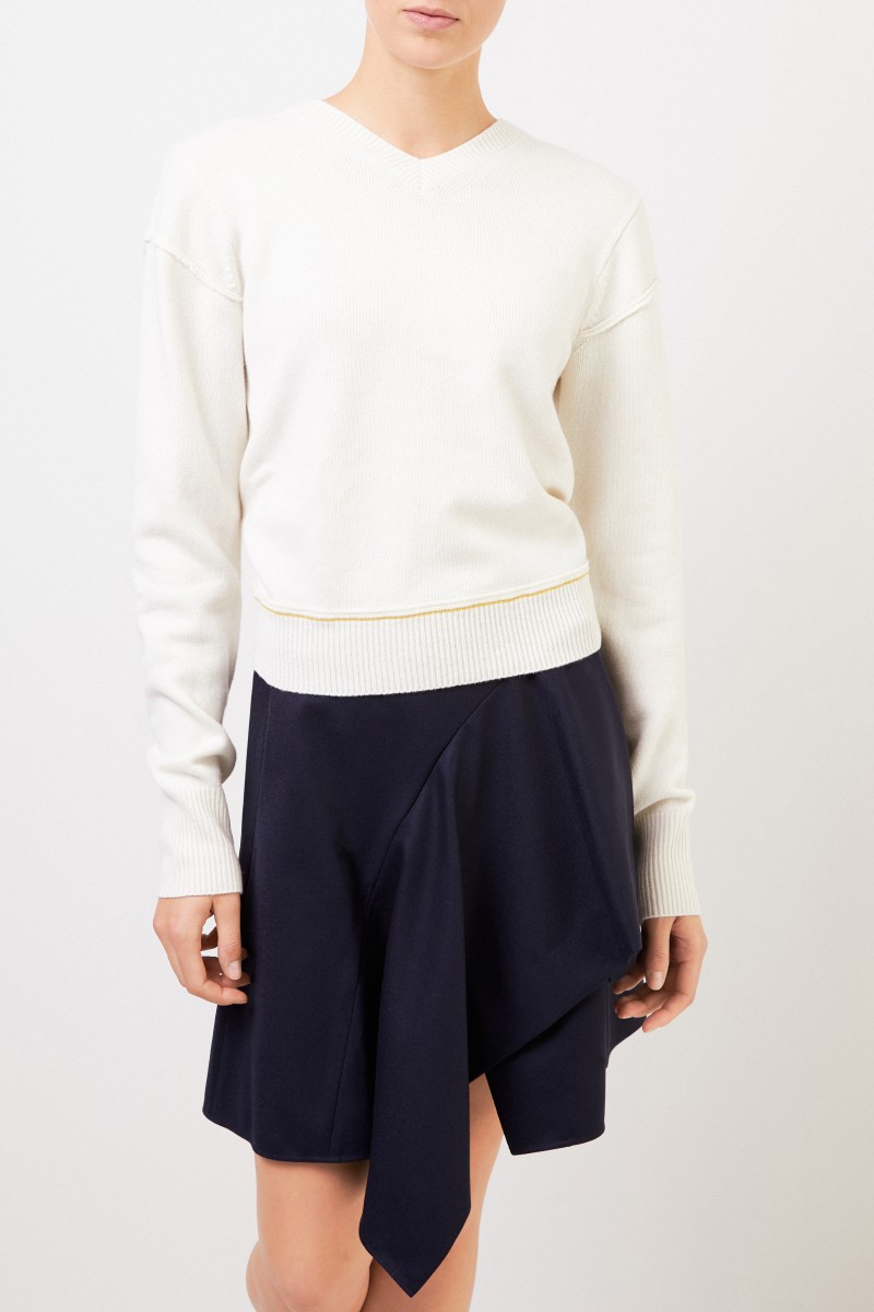 Chloé Woll-Cashmere-Pullover mit V-Neck Soft White
