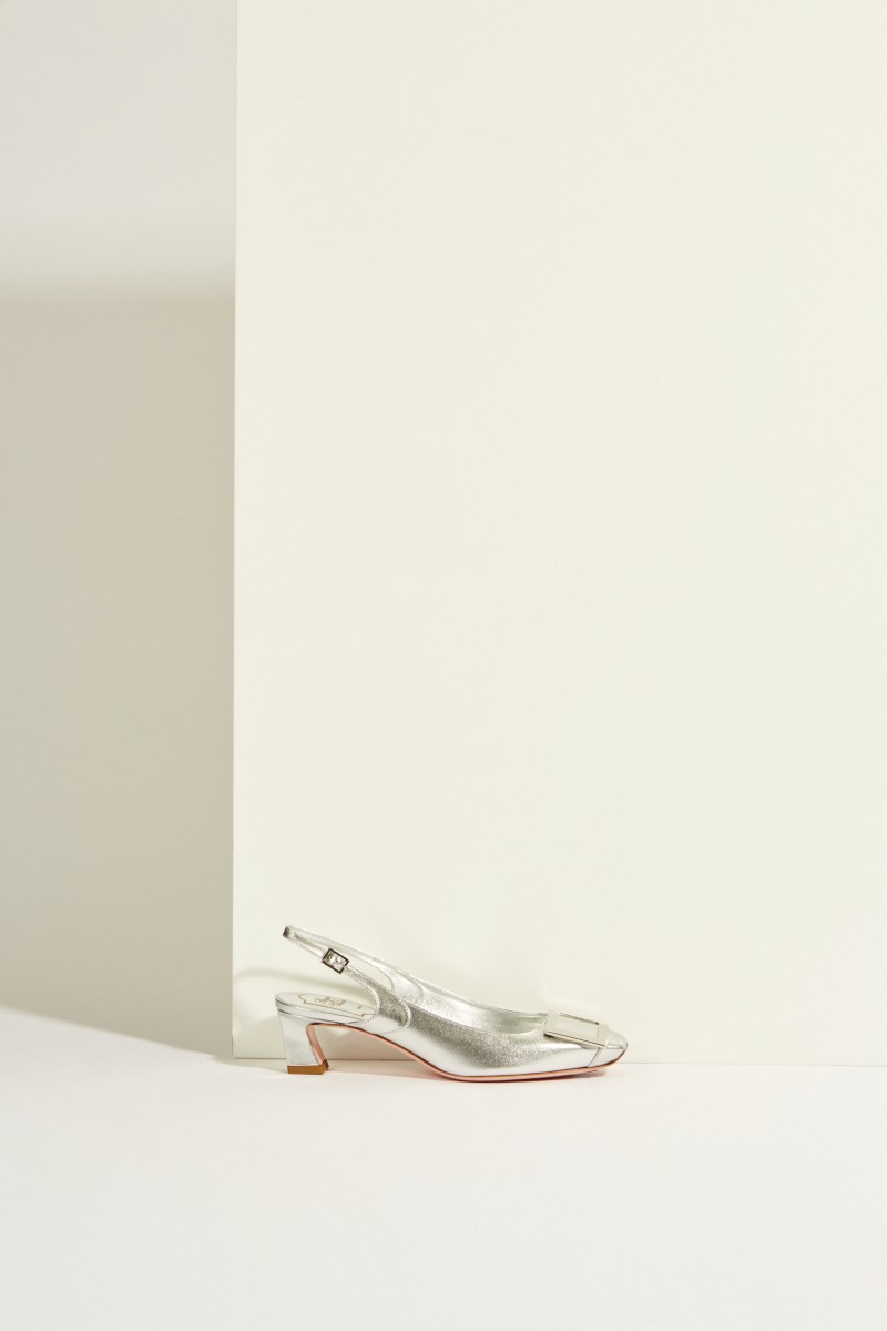 Leder-Pump 'Trompette Sling Back Cut' Silber