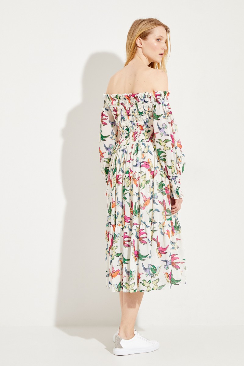 Gemustertes Off-Shoulder Kleid Multi