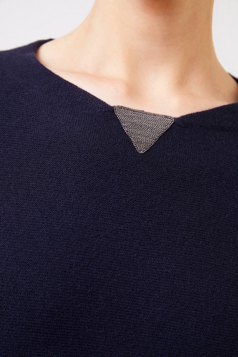Fabiana Filippi Cashmere-Poncho mit Perlenverzierung Marineblau
