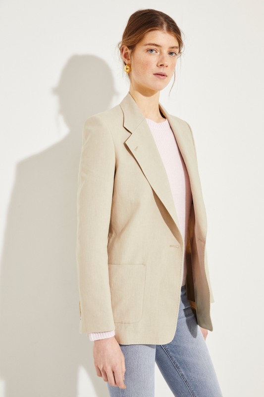 Leinen-Blazer Sand Beige