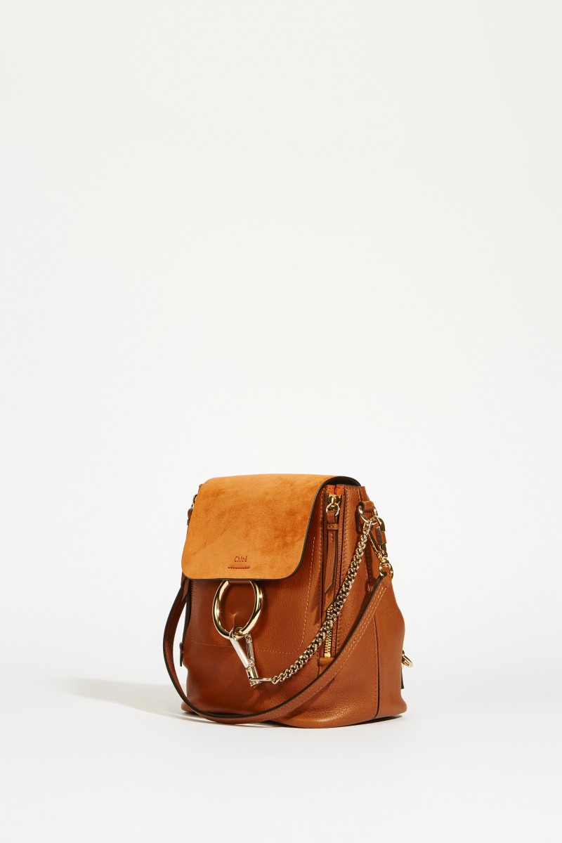 Rucksack 'Faye Backpack' mit Veloursleder-Details Tan