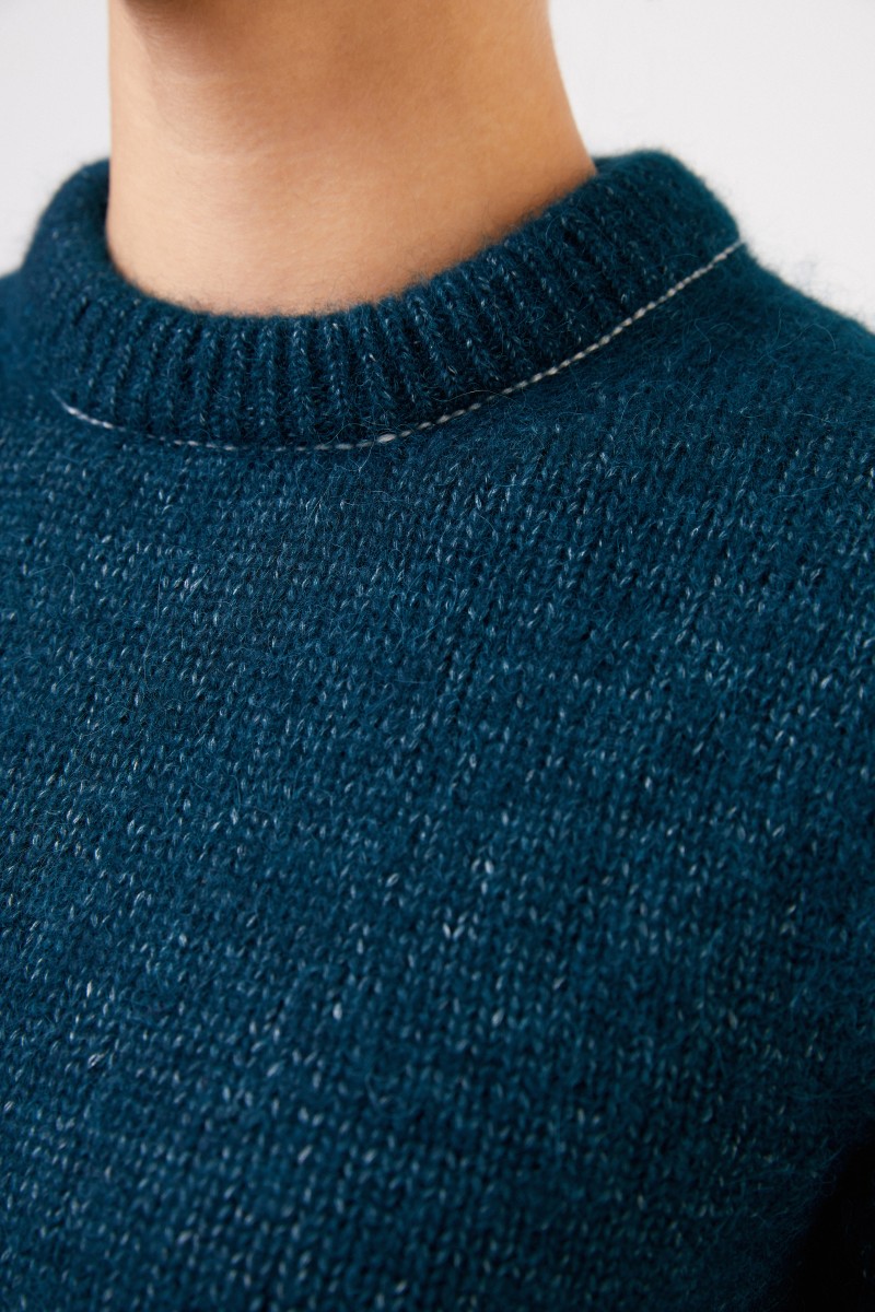 Alpaka-Seiden-Pullover Intense Teal