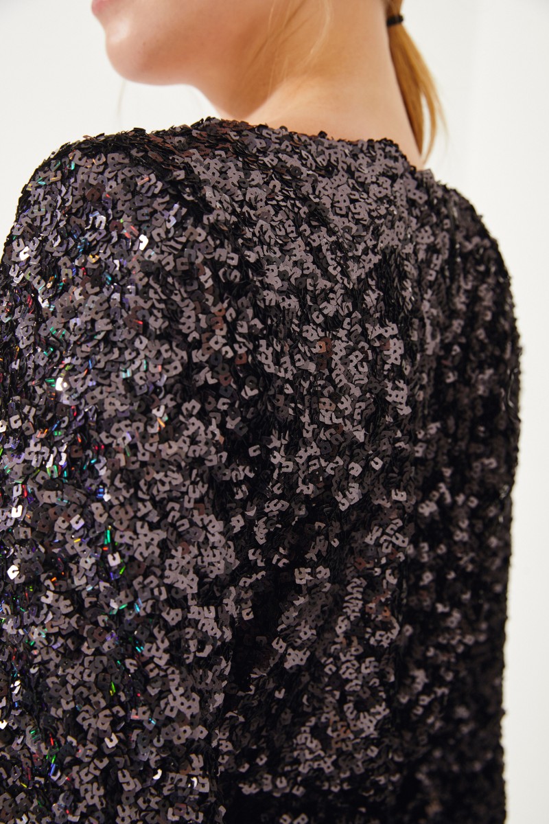 Abendkleid mit Pailletten Schwarz