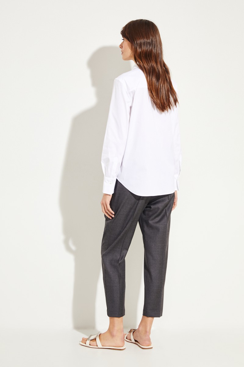 Brunello Cucinelli Klassische Bluse mit Perlenverzierung Weiß