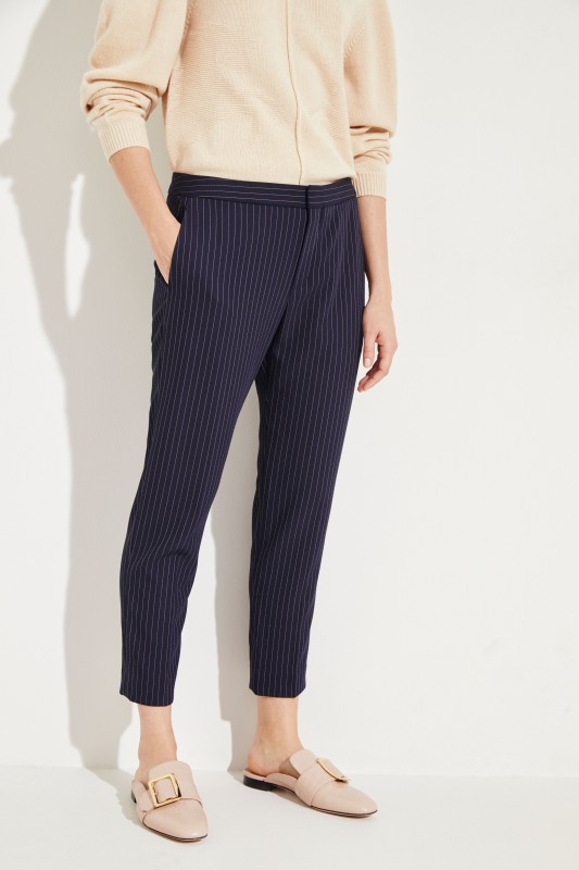 Woll-Hose mit Nadelstreifen Midnight