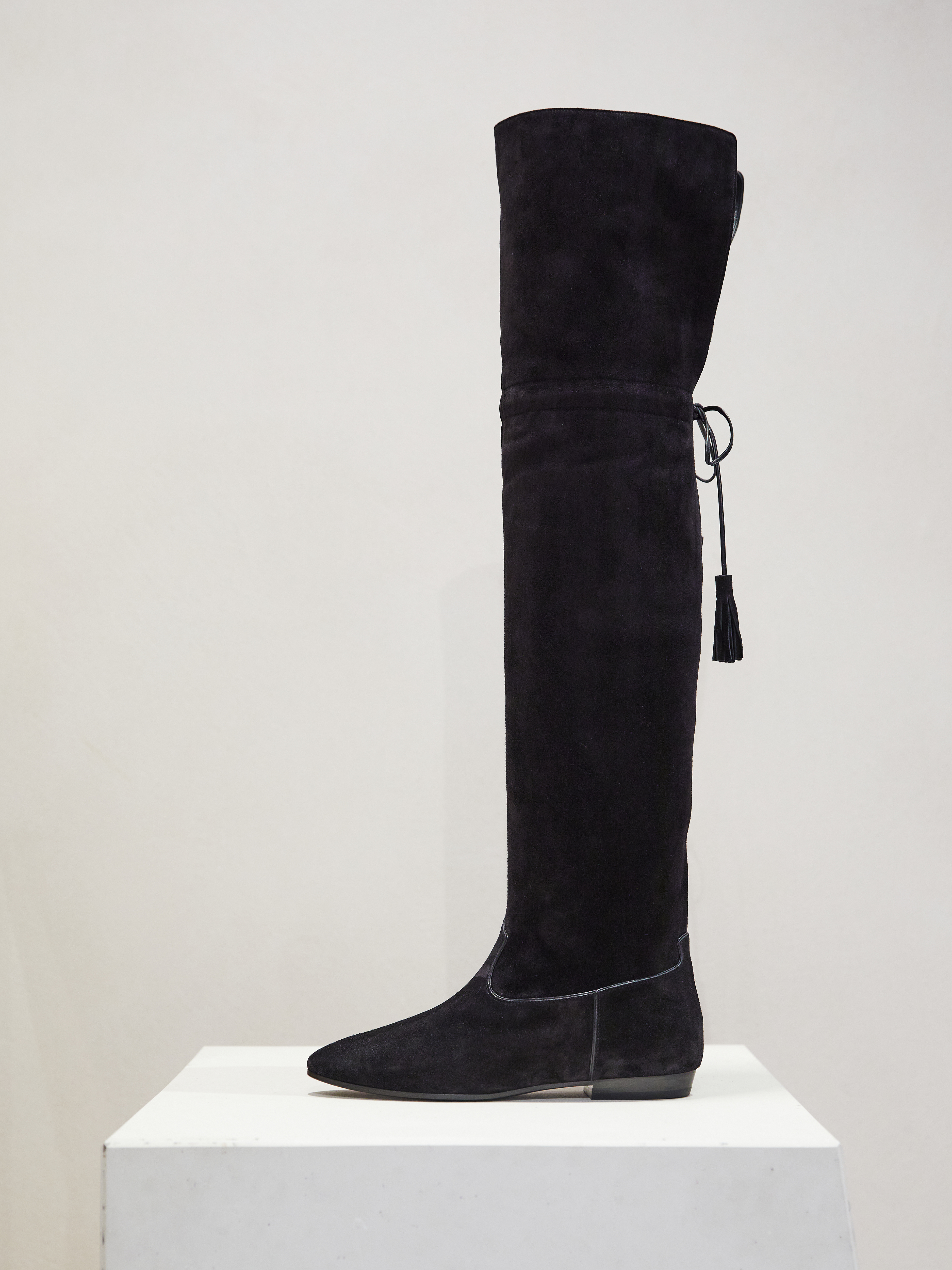 Celine Overknee Stiefel Aus Veloursleder Schwarz Celine