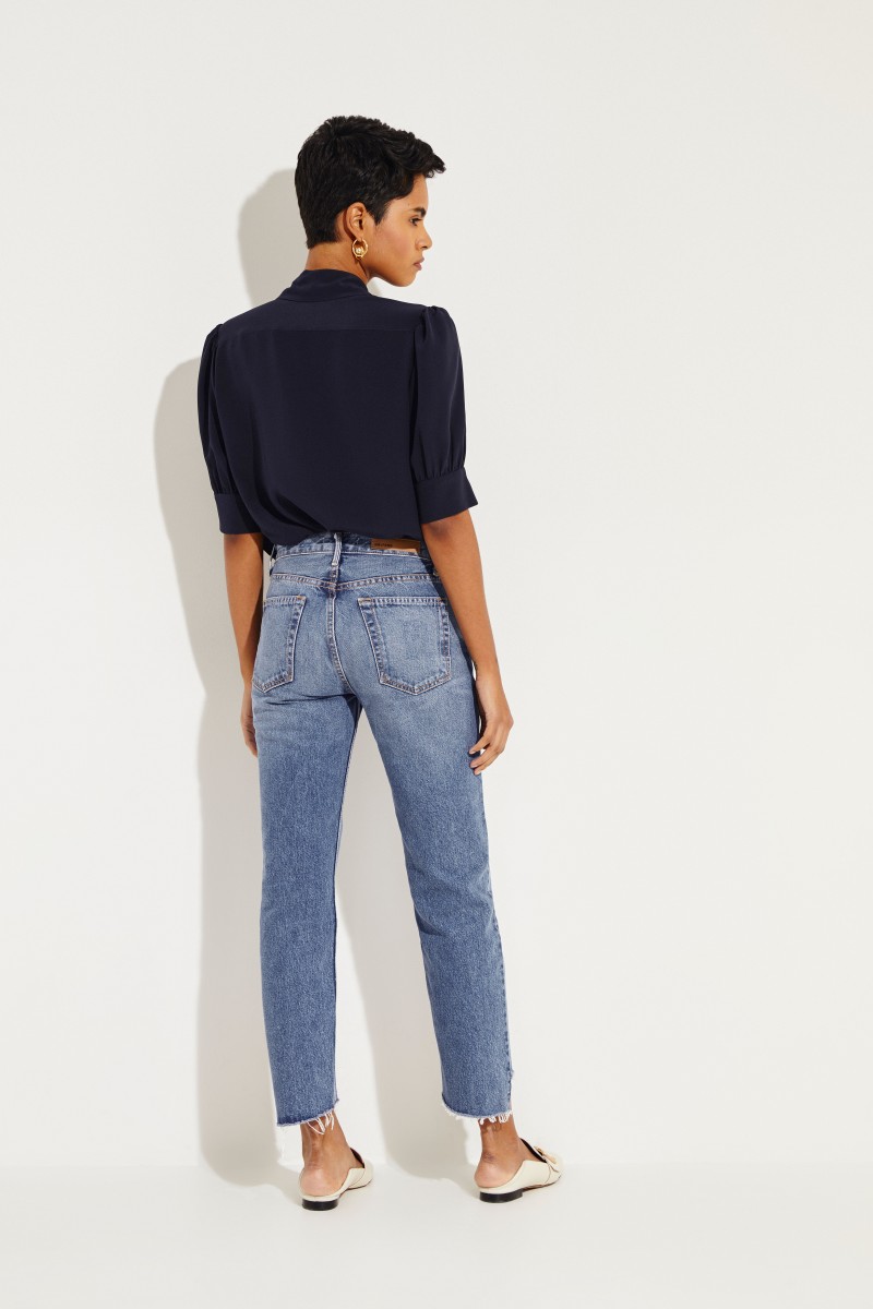 Jeans 'Helena' mit ausgestelltem Saum Blau