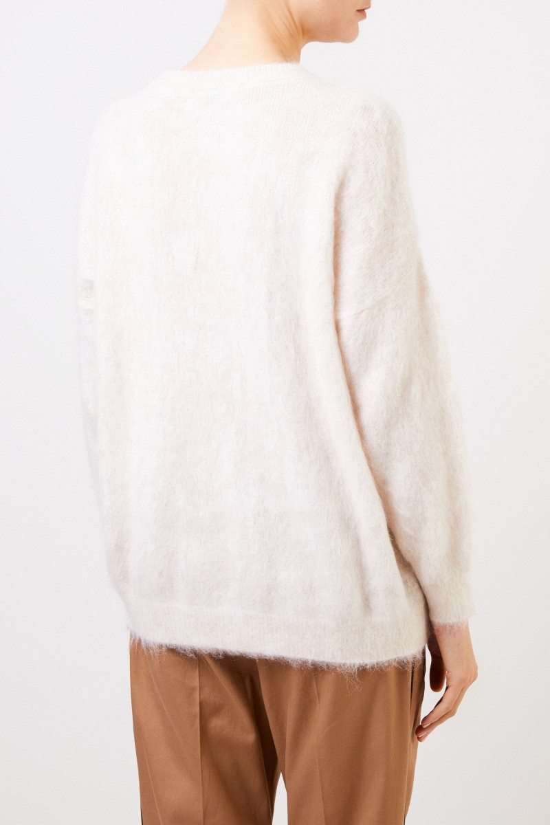 Brunello Cucinelli Woll-Pullover mit Schriftzug Crème