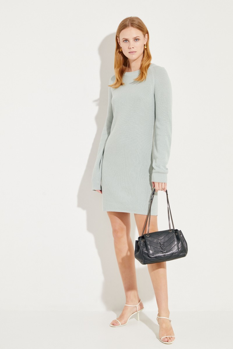 Seiden-Cashmere-Kleid Salbei