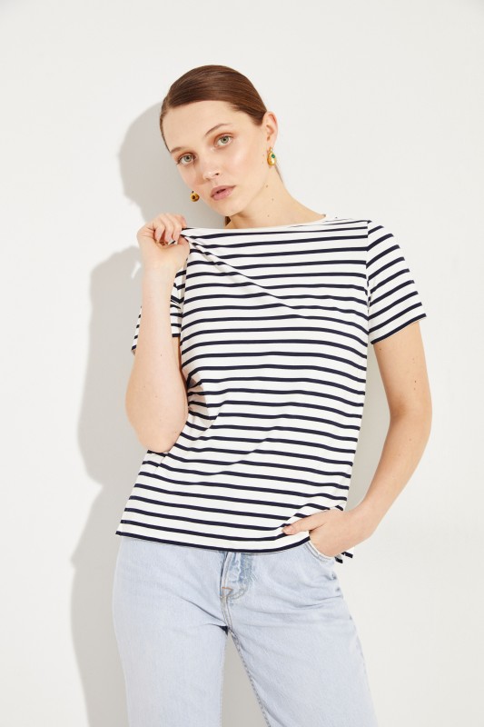 Gestreiftes Shirt Marineblau/Weiß
