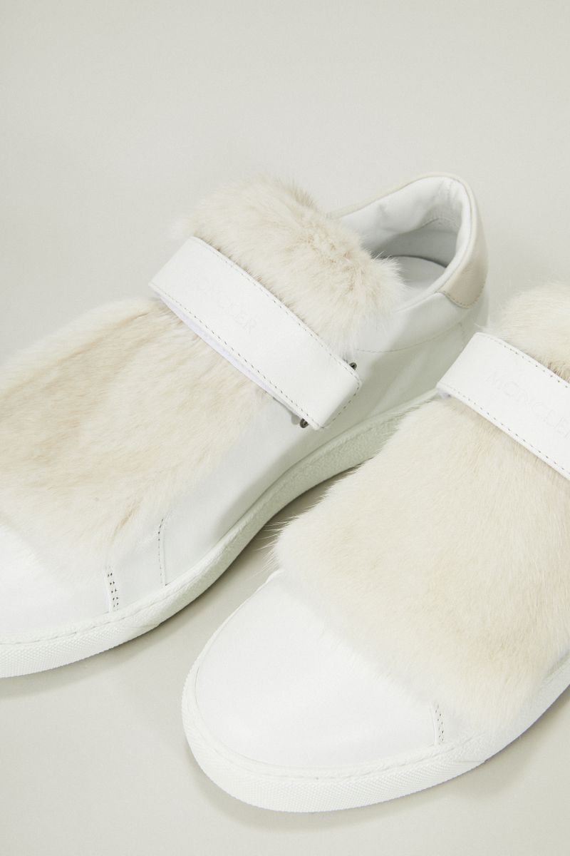 Leder-Sneaker 'Lucie' mit Felldetail Weiß