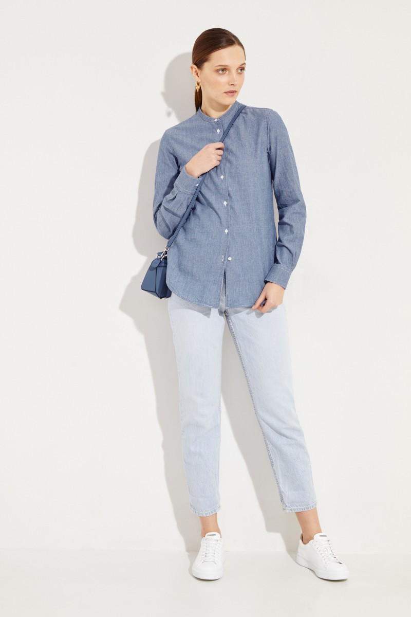 Baumwoll-Bluse Blau