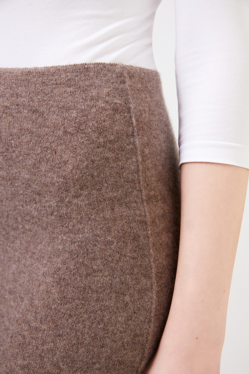 Cashmere-Seiden-Rock 'Pavla' Taupe/ Ecru