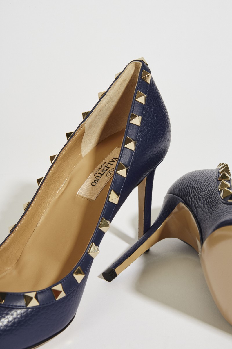 Nietenbesetzte Pumps 'Rockstud' Marineblau