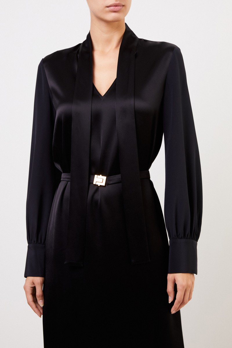Tory Burch Kleid mit Schleifendetail und Gürtel Schwarz