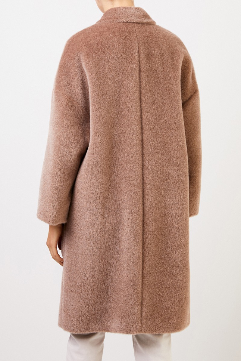 Brunello Cucinelli Alpaca-Woll-Mantel Hellbraun