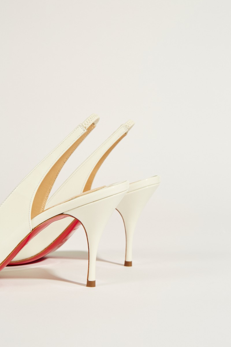 Lackleder-Slingback-Pump 'Clare Sling' Weiß