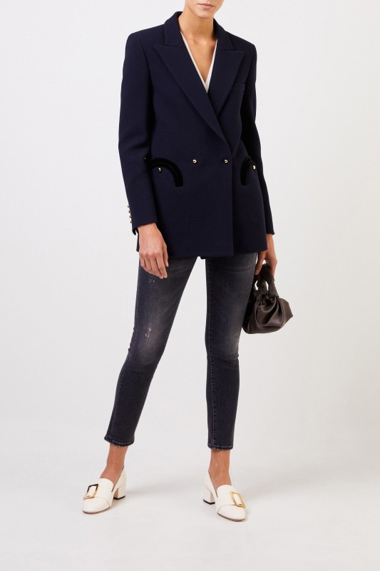 Blazé Milano Woll-Seiden-Blazer 'Essential Resolute' Marineblau