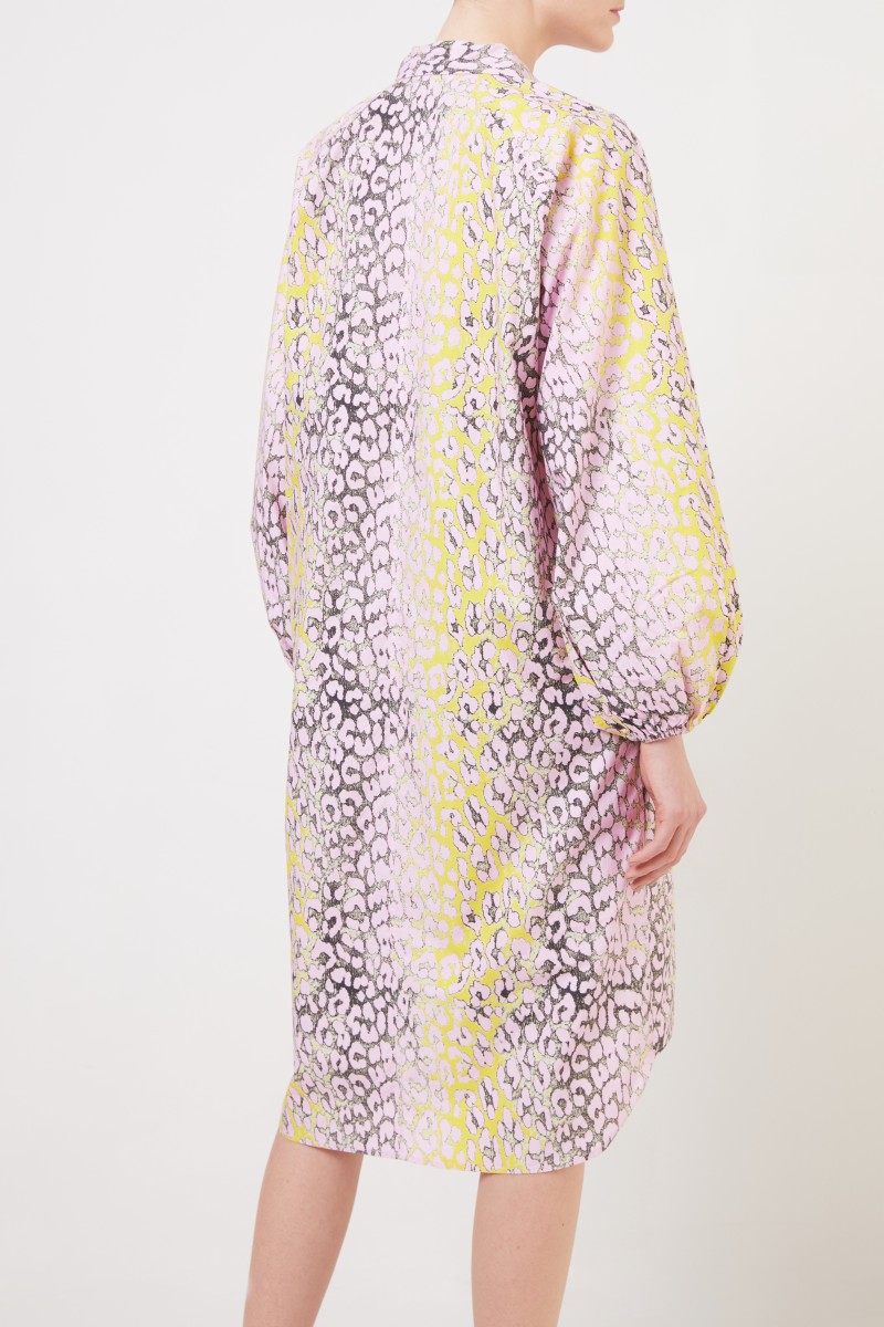 Hemdblusenkleid mit Leoprint Rosé/Multi