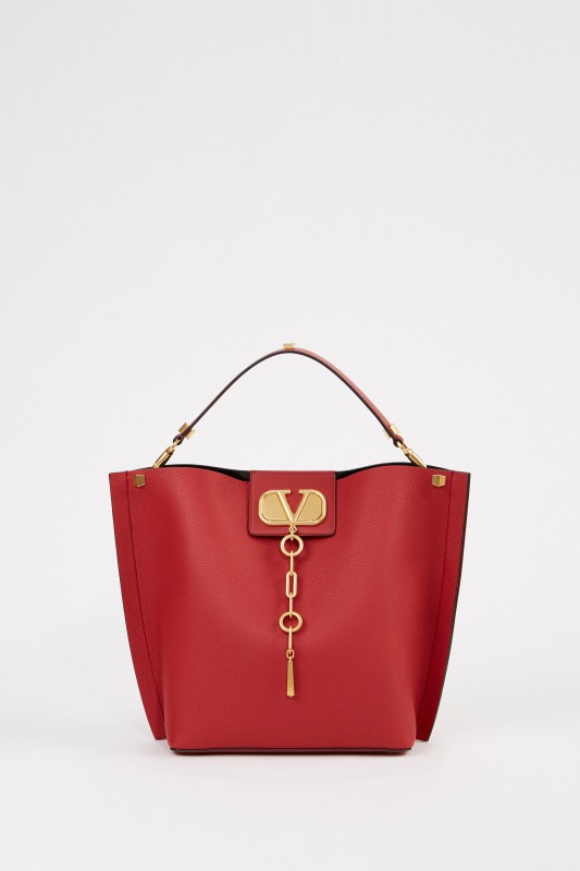 Valentino Leder-Shopper mit Pouchette Rot