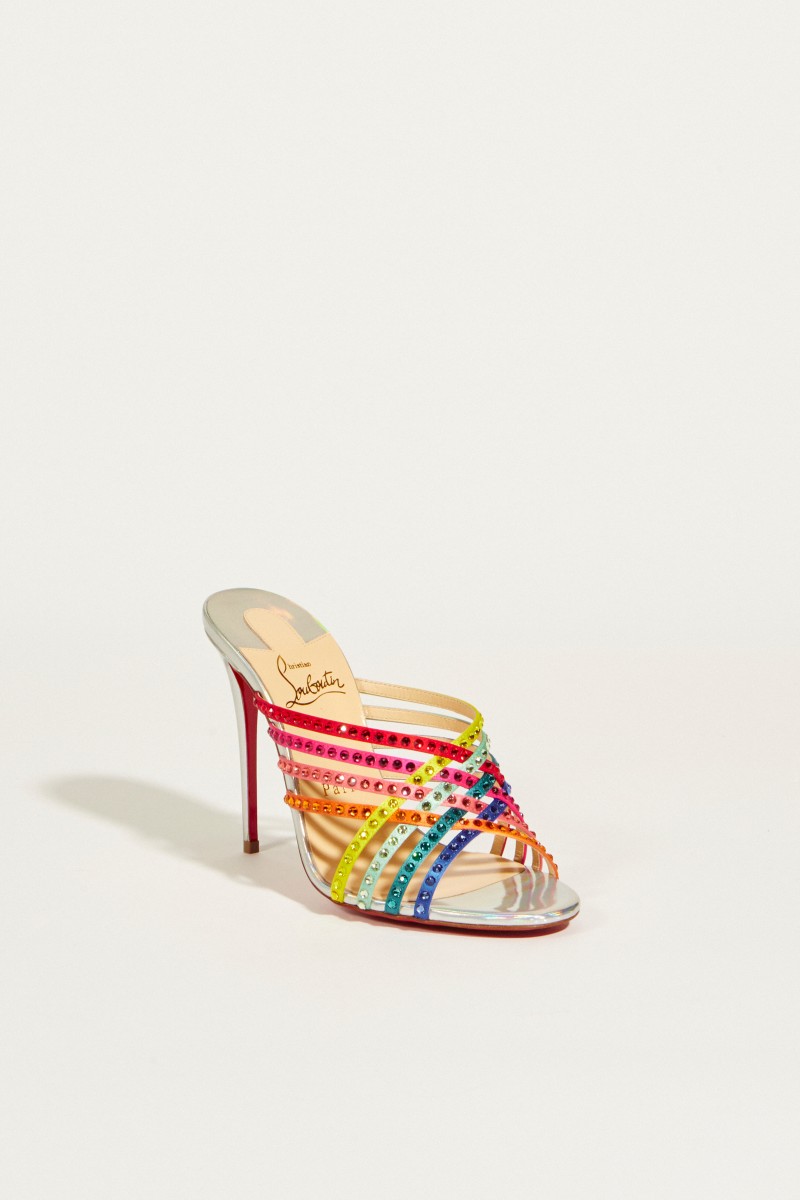 Sandalette 'Marthastrass' mit Strassbesatz Silber/Multi