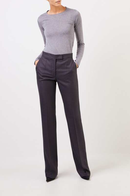Woll-Hose mit Struktur Anthrazit
