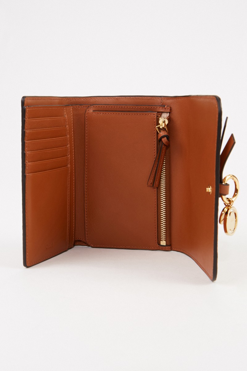 Chloé Leder-Portemonnaie 'Alphabet Small' Tan
