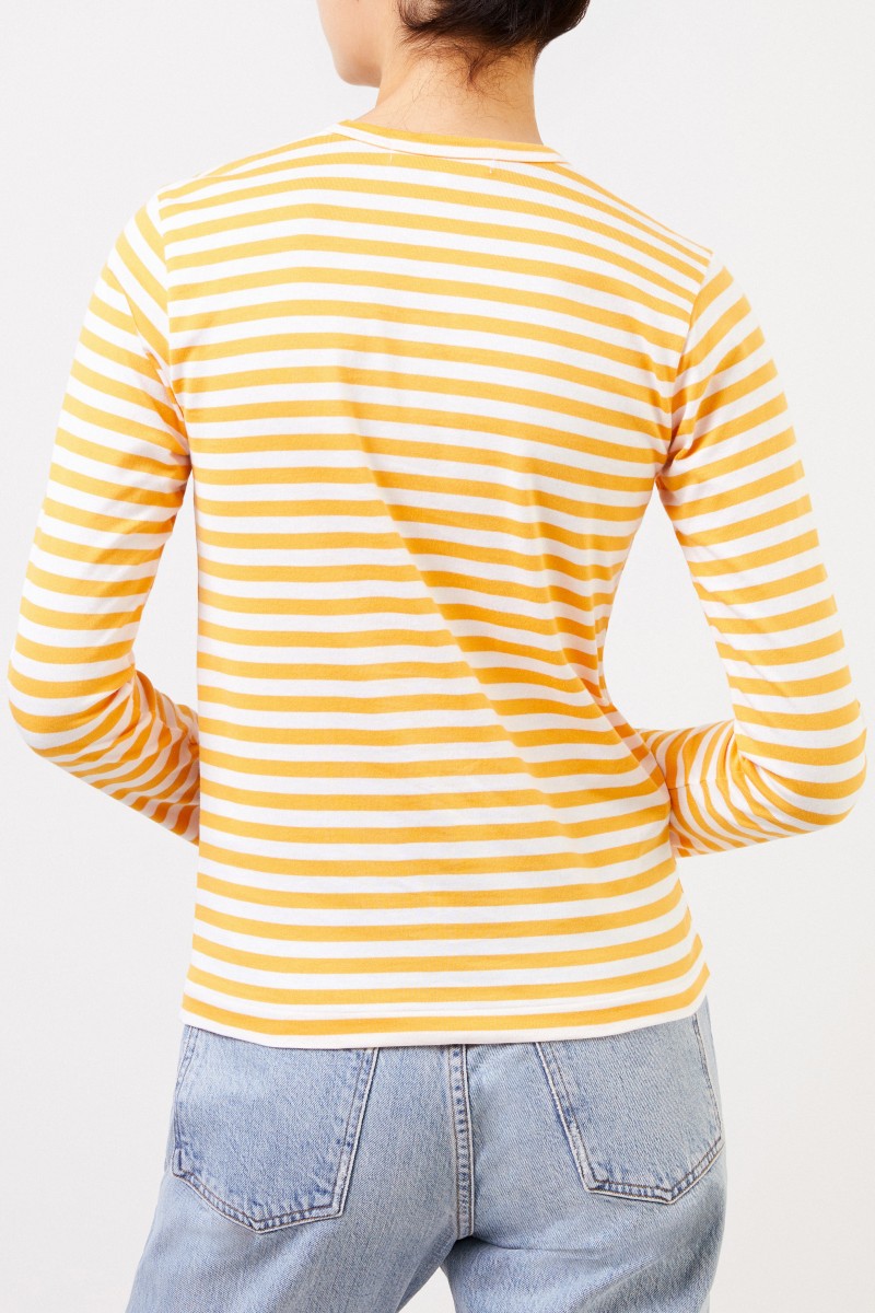 Comme des Garcons Play Gestreiftes Longsleeve Gelb/Weiß
