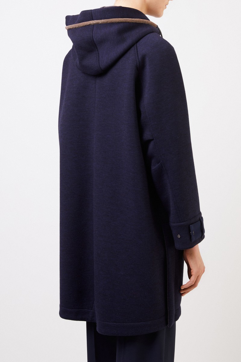 Brunello Cucinelli Woll-Parka mit Kapuze Marineblau