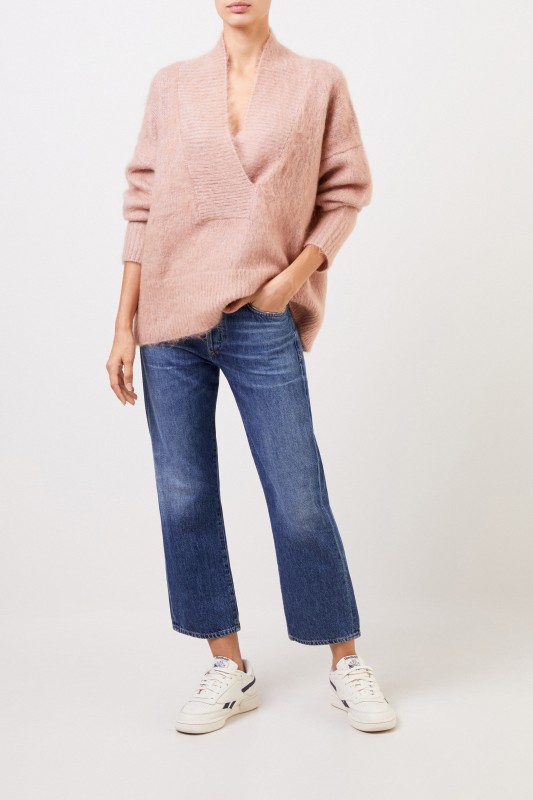 Agnona Woll-Cashmere Pullover Rosé