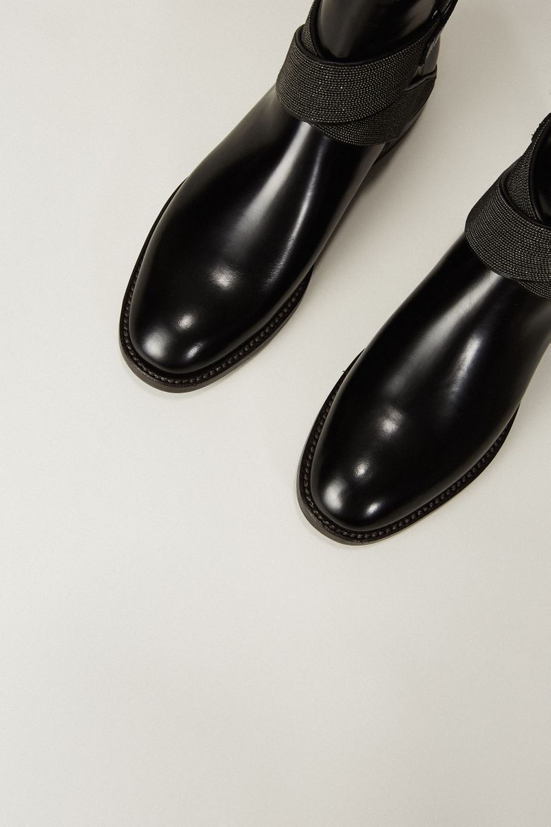Leder-Boots mit Schmuckschließe