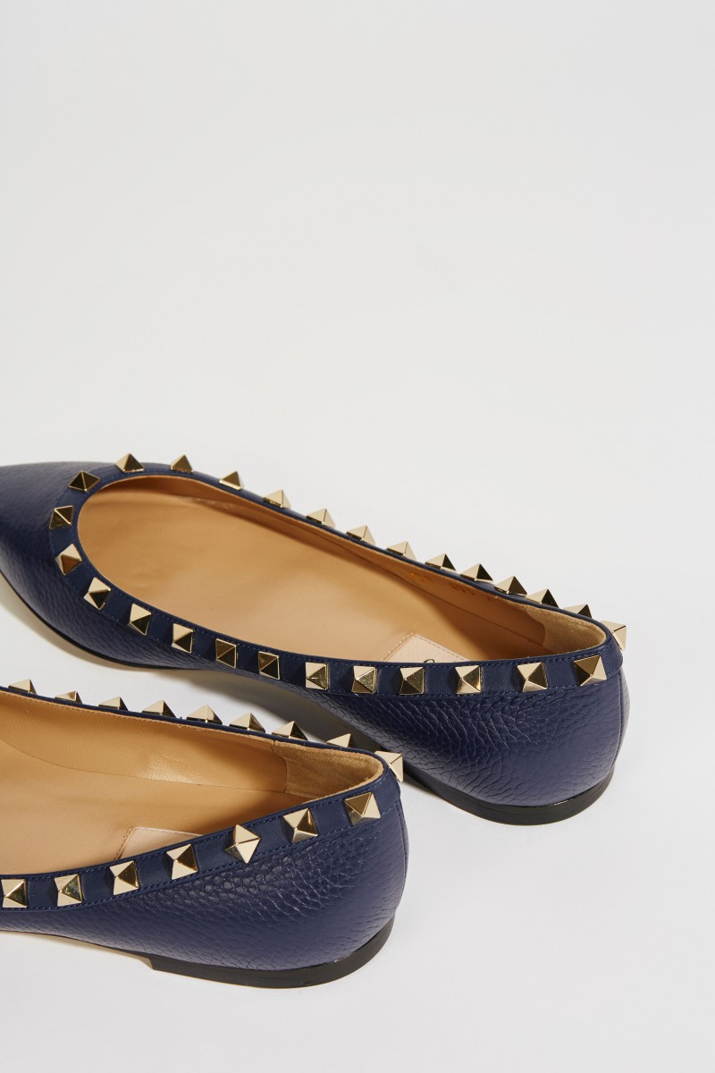 Nietenbesetzte Flats 'Rockstud' Marineblau