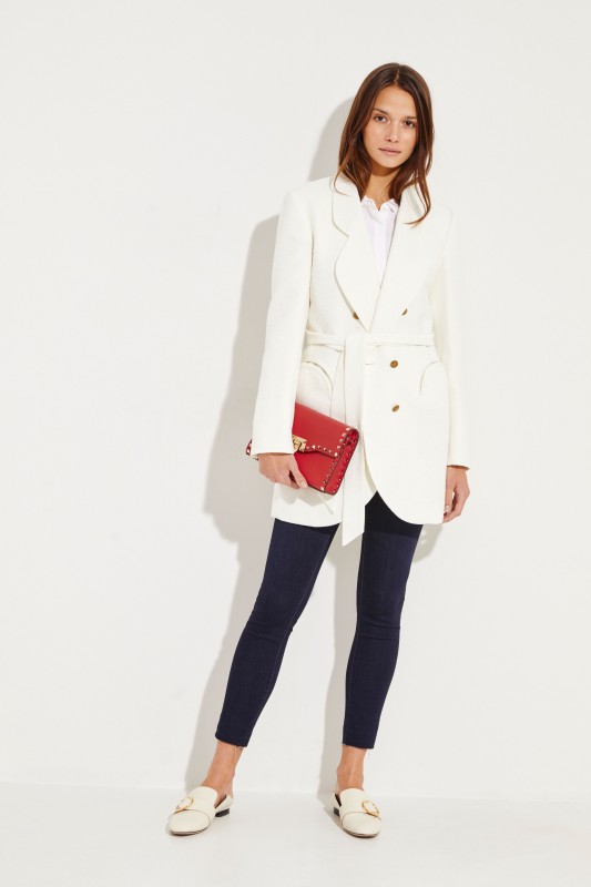 Langer Baumwoll-Seiden-Blazer 'Heather Sunshine' Crème