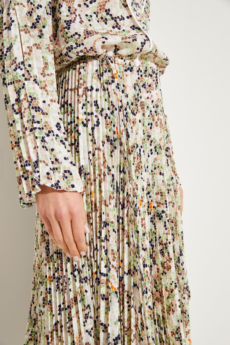 Plissee-Kleid mit Print Multi
