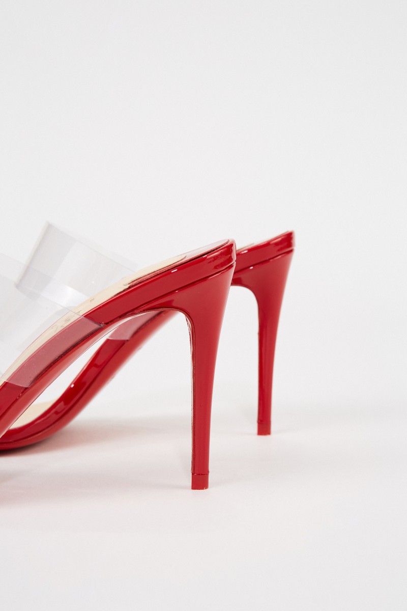 Christian Louboutin Mules 'Just Nothing 85 Patent' Rot/Transparent