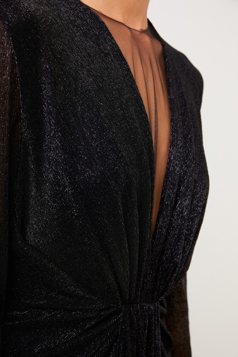 Talbot Runhof Langes Abendkleid mit Lurexdetails Schwarz