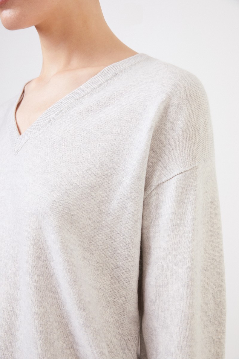 Brunello Cucinelli Cashmere-Pullover mit V-Neck Grau