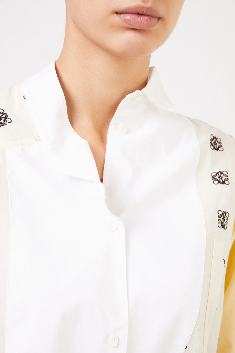 Loewe Baumwollbluse mit Logo-Stickerei Gelb/Weiß