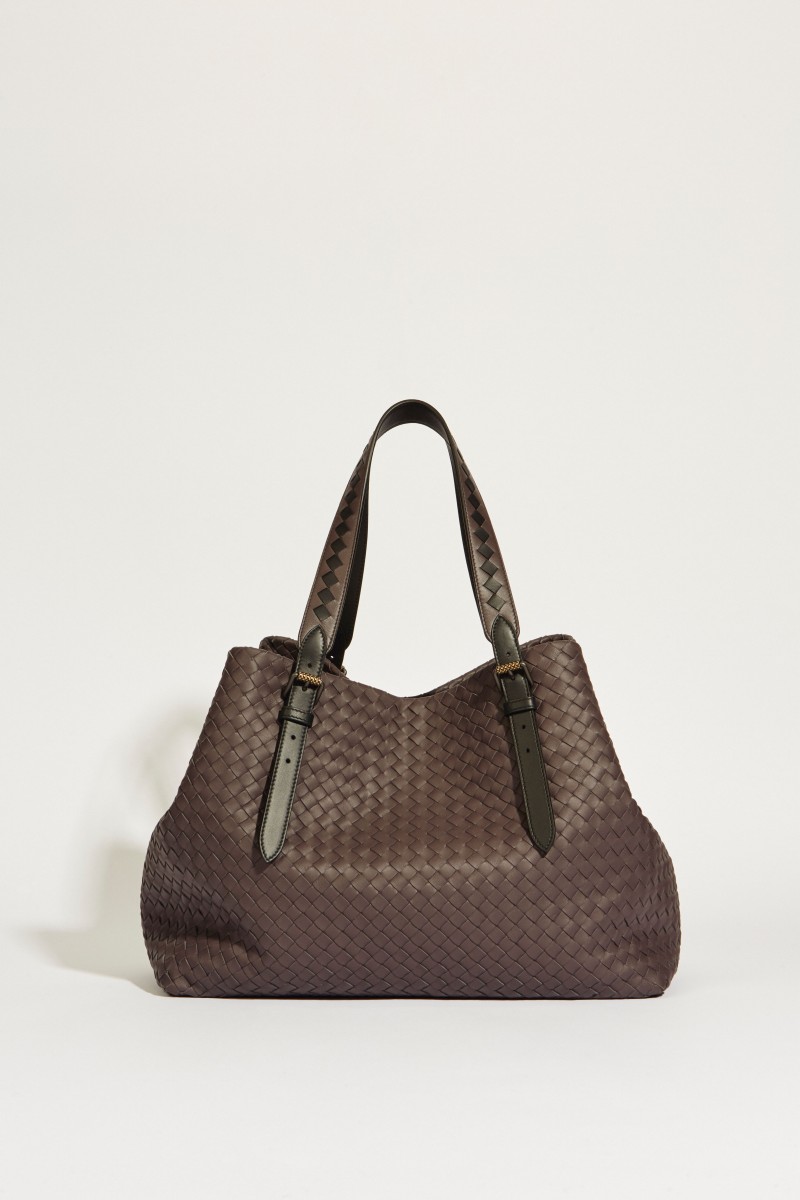 Geflochtener Leder-Shopper 'Tote' Braun