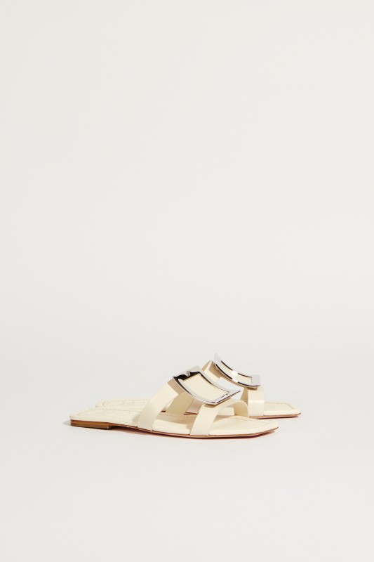 Leder-Mules 'Bikiviv' mit Schnalle Weiß