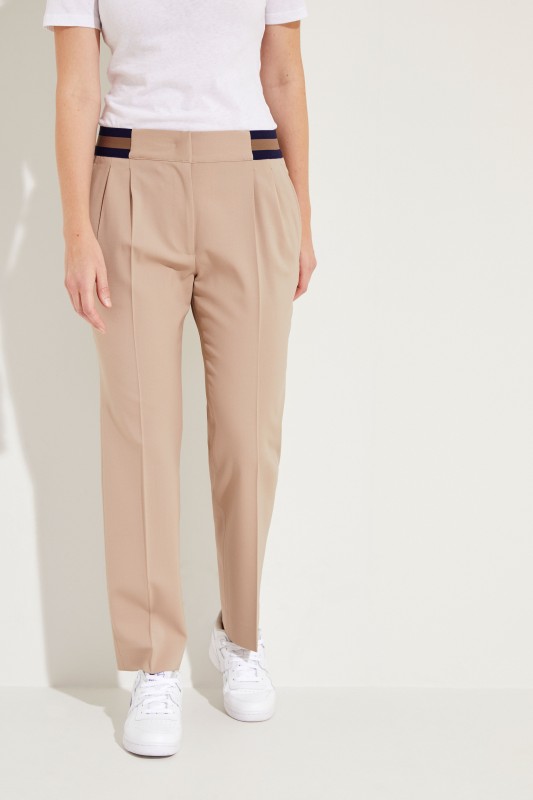 Woll-Hose mit elastischem Bund 'Irina' Beige